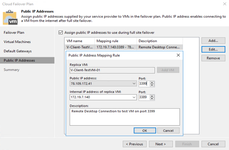 create a failover plan - public addresses