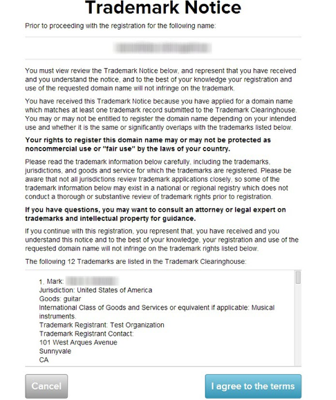 trademark notice agreement