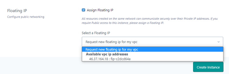 floating ip assign instance