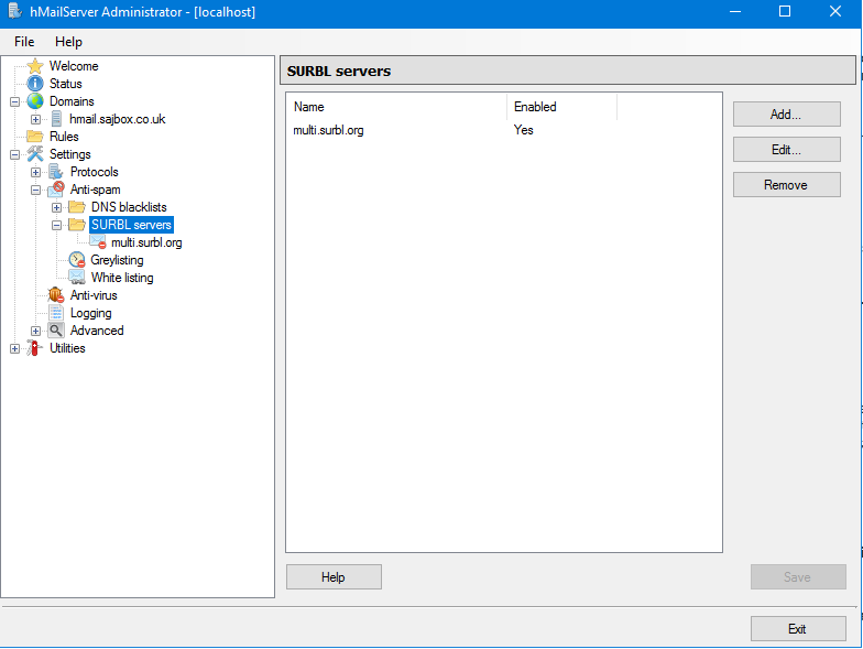 hmail anti-spam SURBL